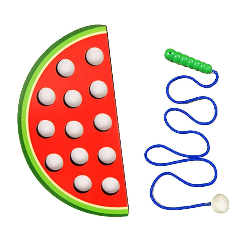 Wooden Lacing Toy Educational Fruits Threading Activity Puzzles
