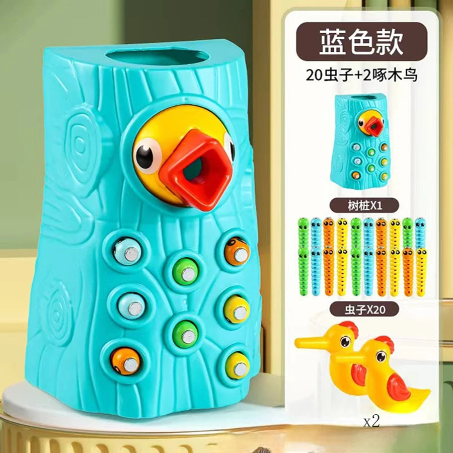 Montessori Educational Toys for Children Woodpecker Catch Worms