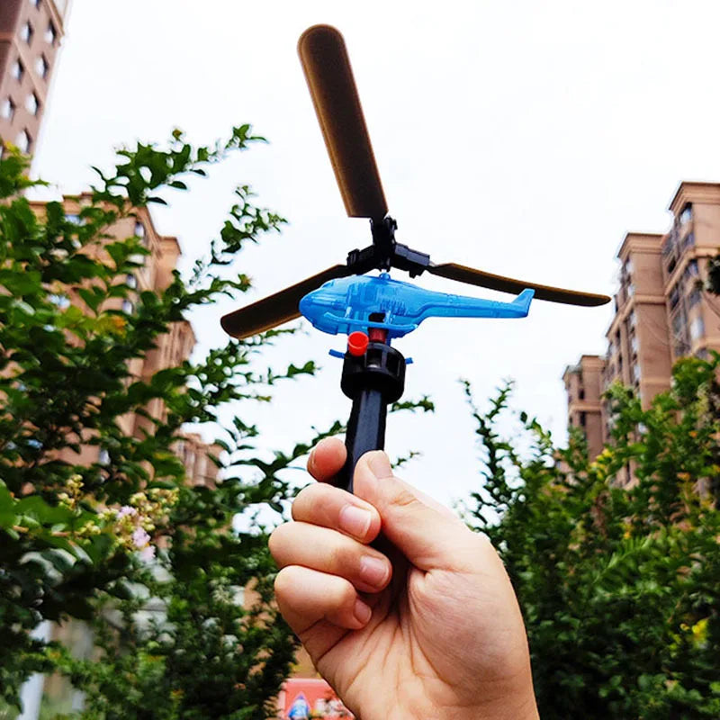 1 3 5sets Bamboo Dragonfly Handle Pull Helicopter