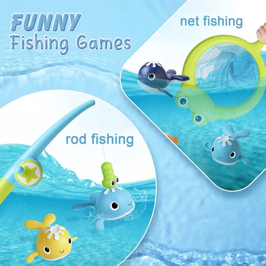 Magnet Baby Bath Fishing Toys Wind up Swimming