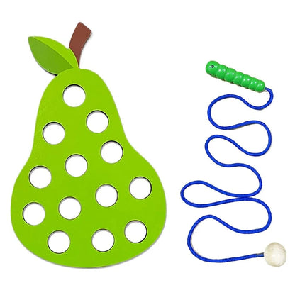 Wooden Lacing Toy Educational Fruits Threading Activity Puzzles