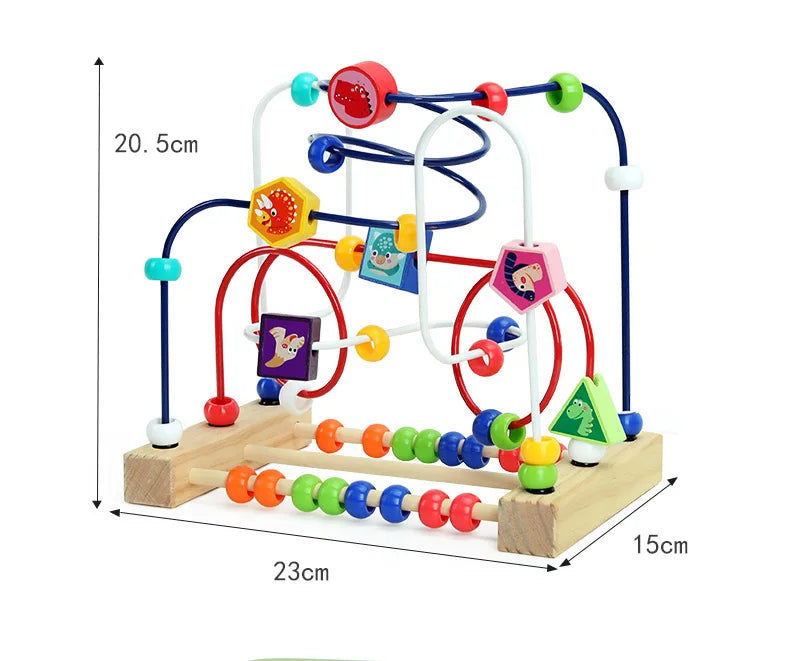 Montessori Baby Toys Wooden Roller Coaster Bead Maze