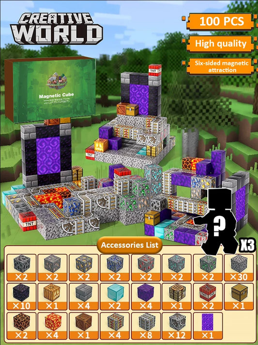 Magnetic Building Blocks Magnet Cube Mine World Set