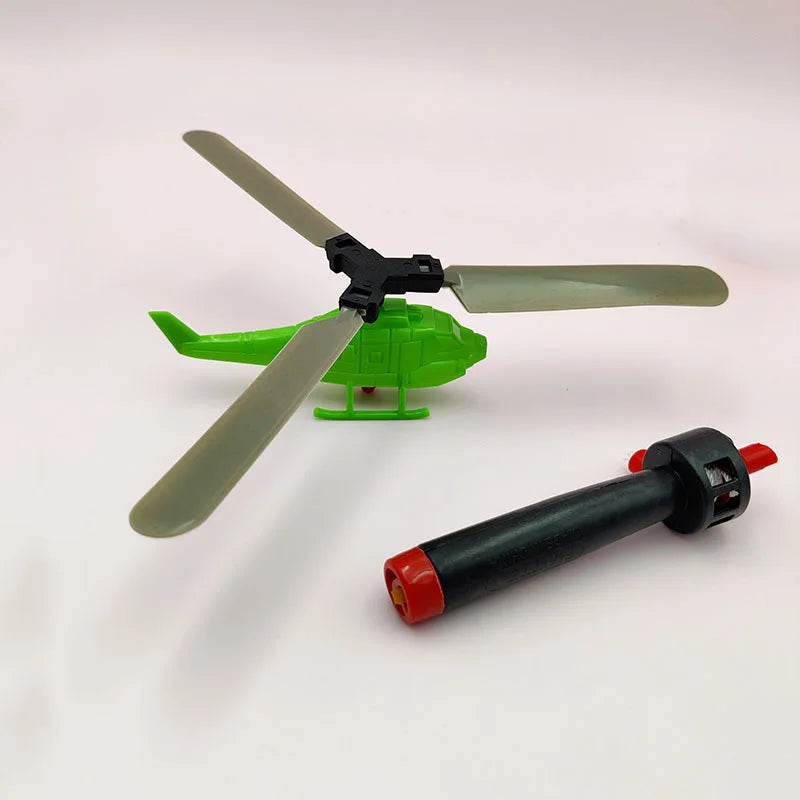 1 3 5sets Bamboo Dragonfly Handle Pull Helicopter