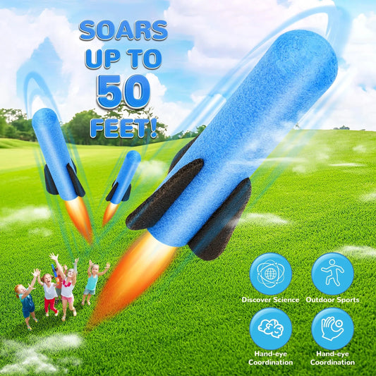 4pcs Handheld Rocket Launcher Toy with 3pcs Foam