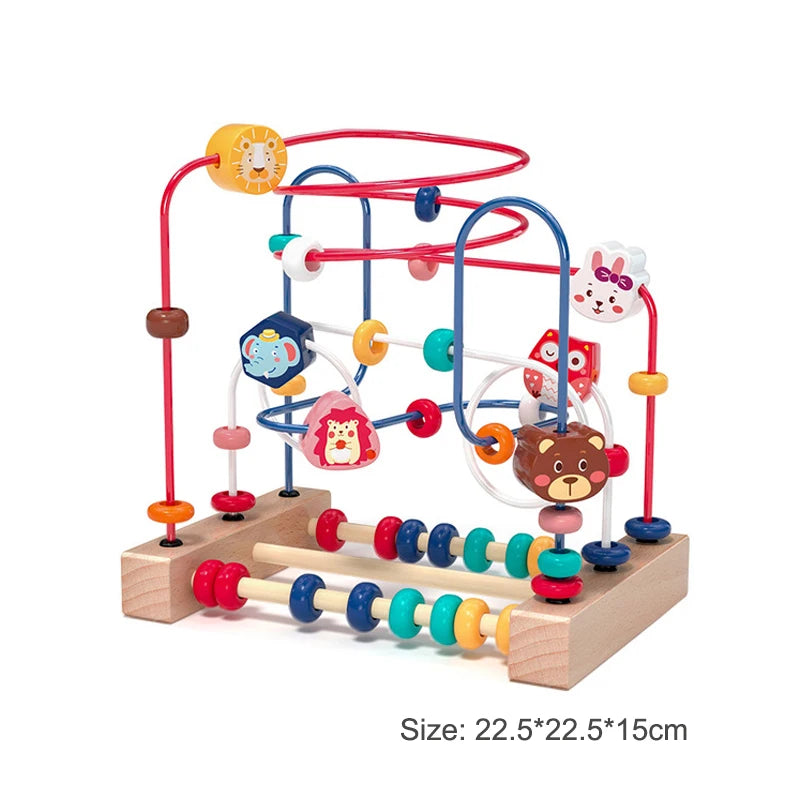 Montessori Baby Toys Wooden Roller Coaster Bead Maze