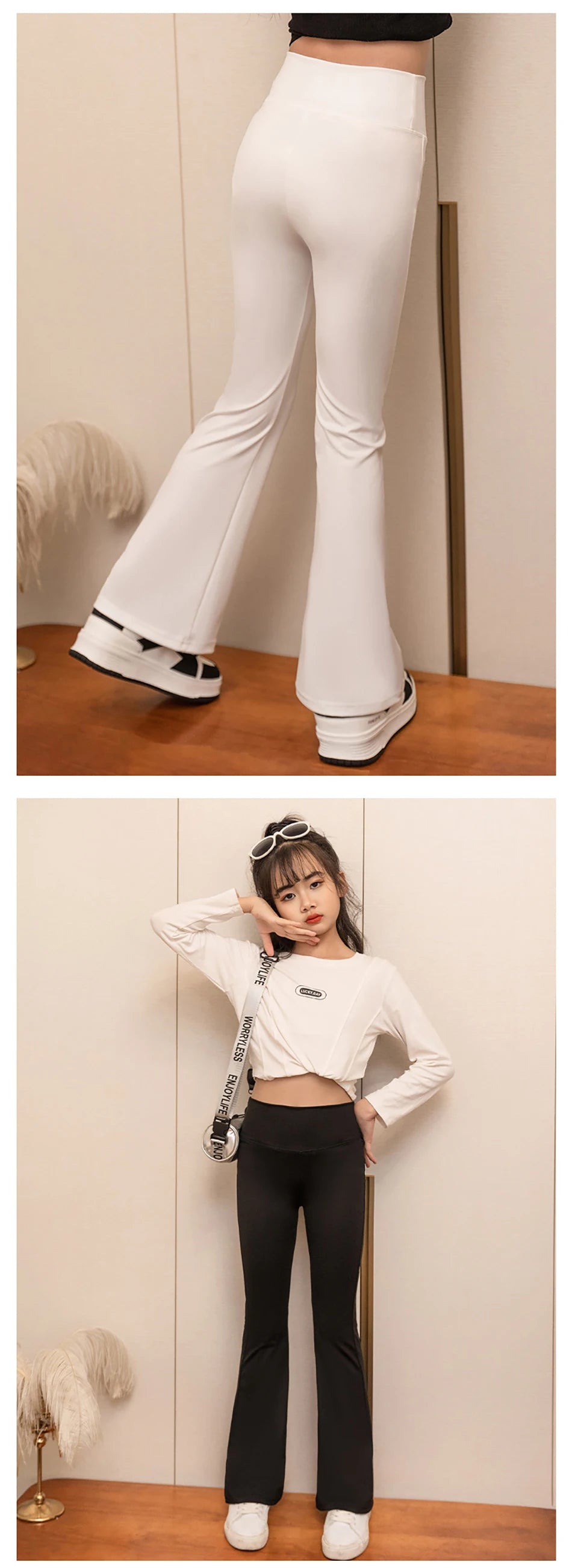Stylish Children High Waisted Slimming Comfortable Bootcut Leggings