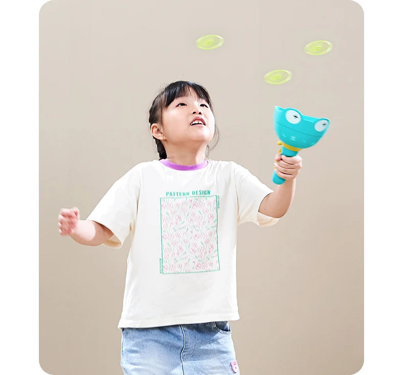 Pull String Flying Saucer Disc Launcher Kids Flying