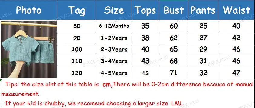 0 5Y Boys Girls Clothing Sets Summer Solid