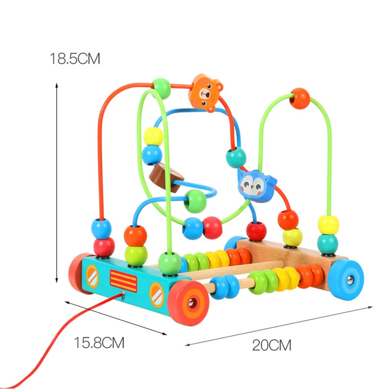 Montessori Baby Toys Wooden Roller Coaster Bead Maze