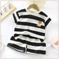 Summer Children Sets Boys Girls Short sleeved Striped