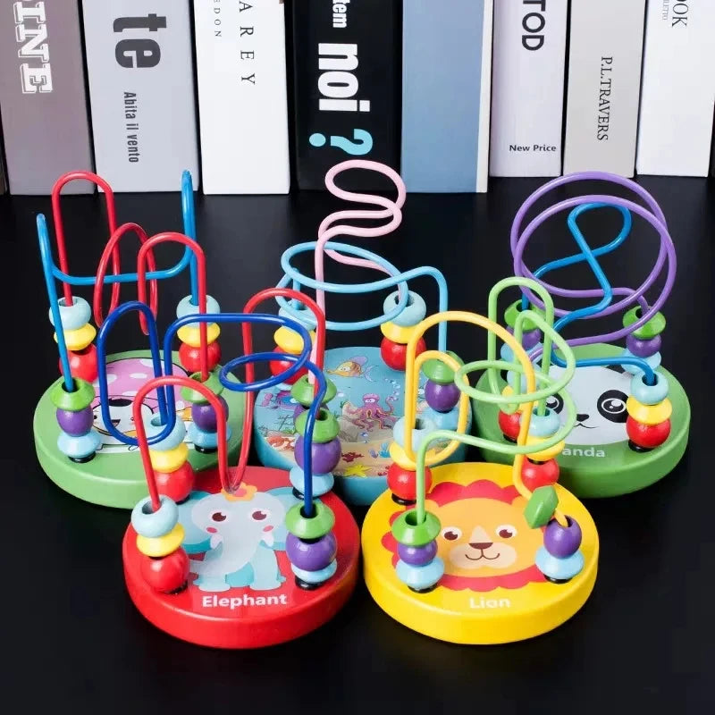 Montessori Baby Toys Wooden Roller Coaster Bead Maze