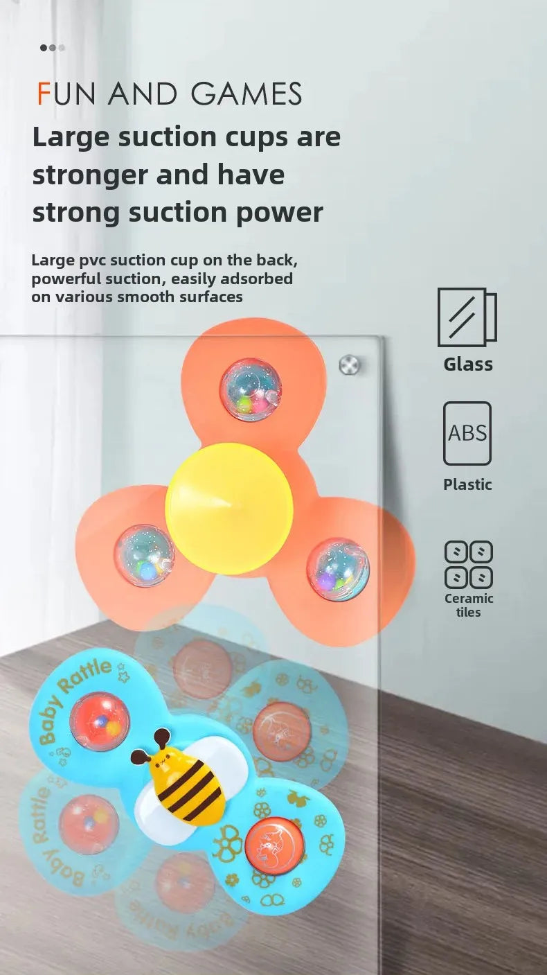 Suction Cup Spinner Toy 3PCS Windmill Cartoon Animal