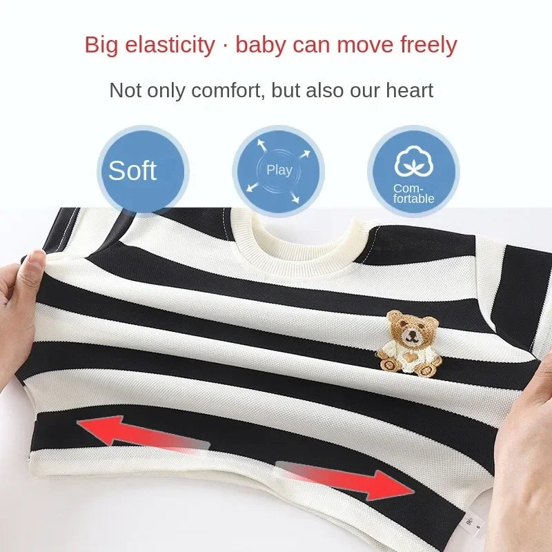 Summer Children Sets Boys Girls Short sleeved Striped