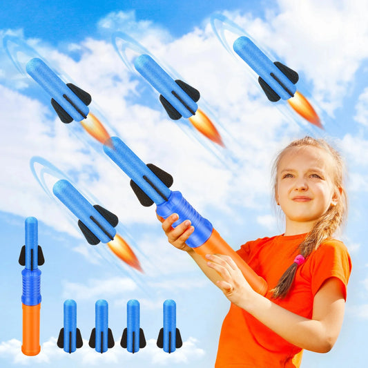 4pcs Handheld Rocket Launcher Toy with 3pcs Foam