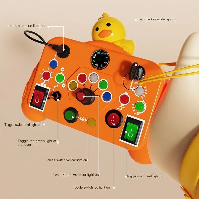 Montessori Busy Board Sensory Toys Cartoon with LED