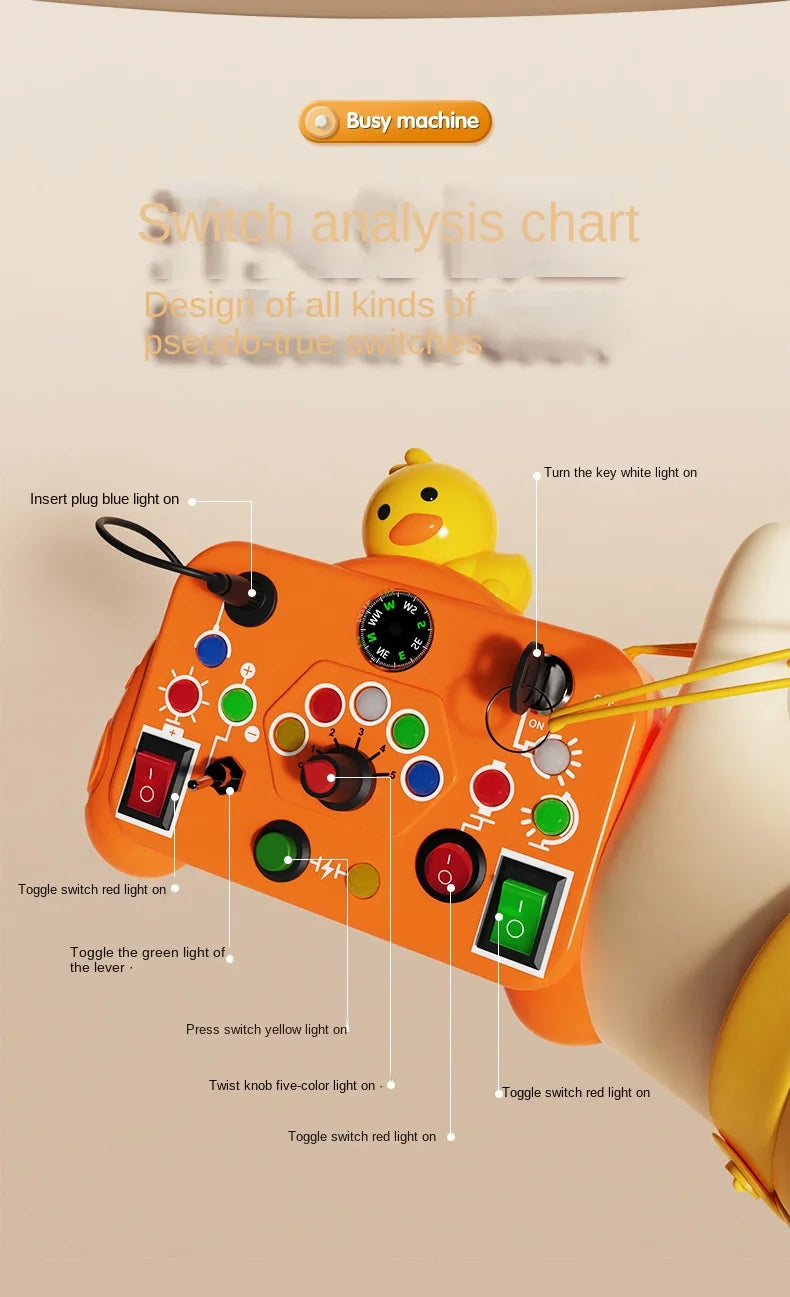 Montessori Busy Board Sensory Toys Cartoon with LED