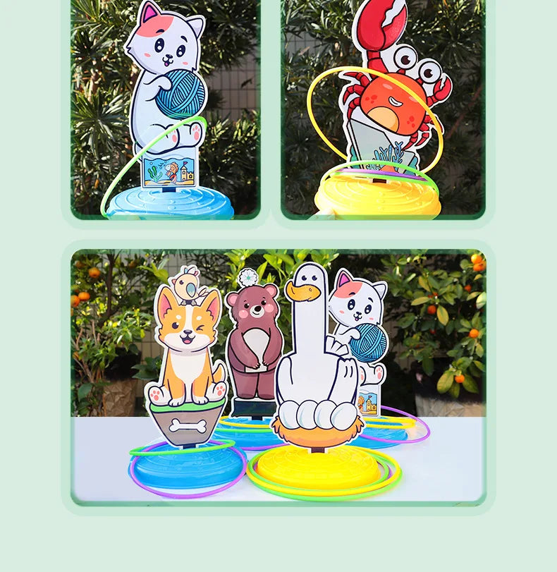 1 Set Kid Animals Ring Toss Game Toy