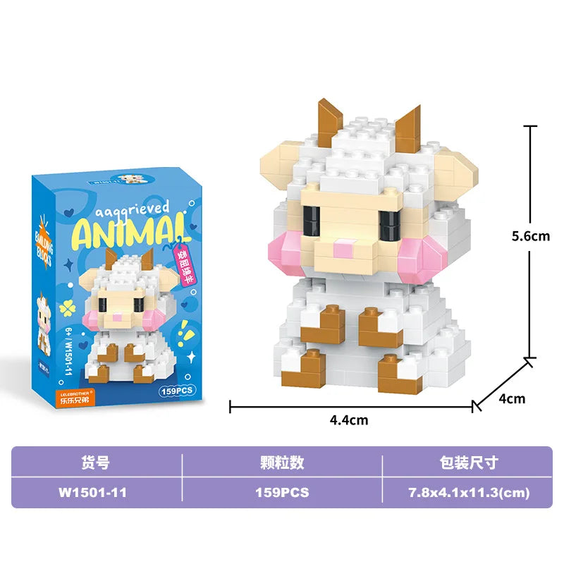 Animal Cat Bricks Constructor Set Micro Building Blocks