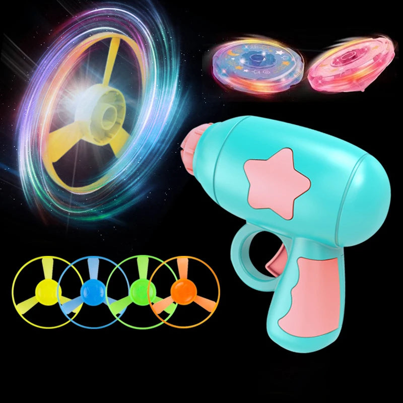 Children Saucer Launcher Pistol Outdoor Spinning Top Dinosaur