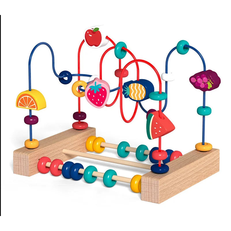 Montessori Baby Toys Wooden Roller Coaster Bead Maze
