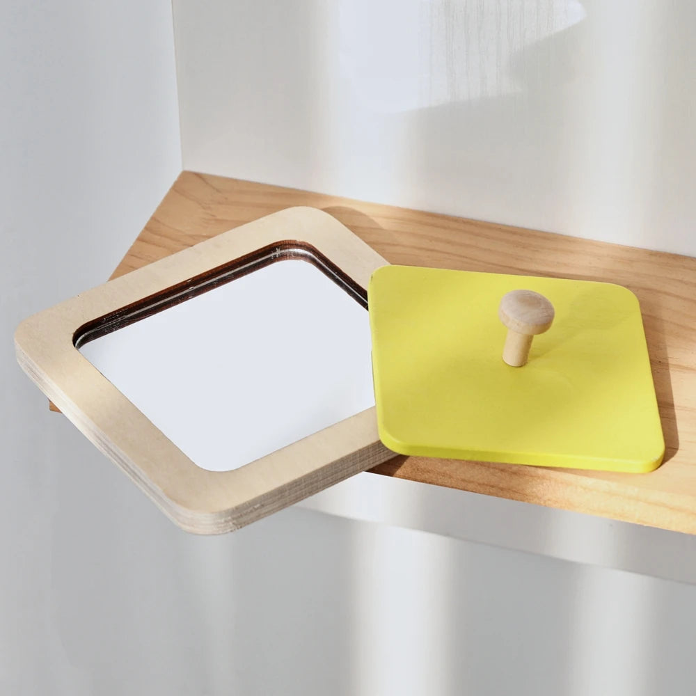 Baby Montessori Mirror Puzzle Busy Board Wooden Toys
