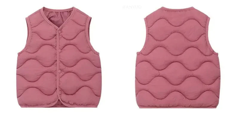 New Children Warm Cotton Vest Fashion Solid Boys