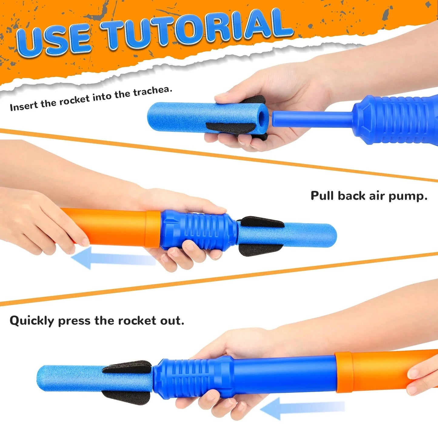 4pcs Handheld Rocket Launcher Toy with 3pcs Foam