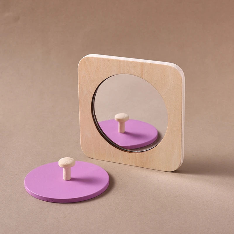 Baby Montessori Mirror Puzzle Busy Board Wooden Toys
