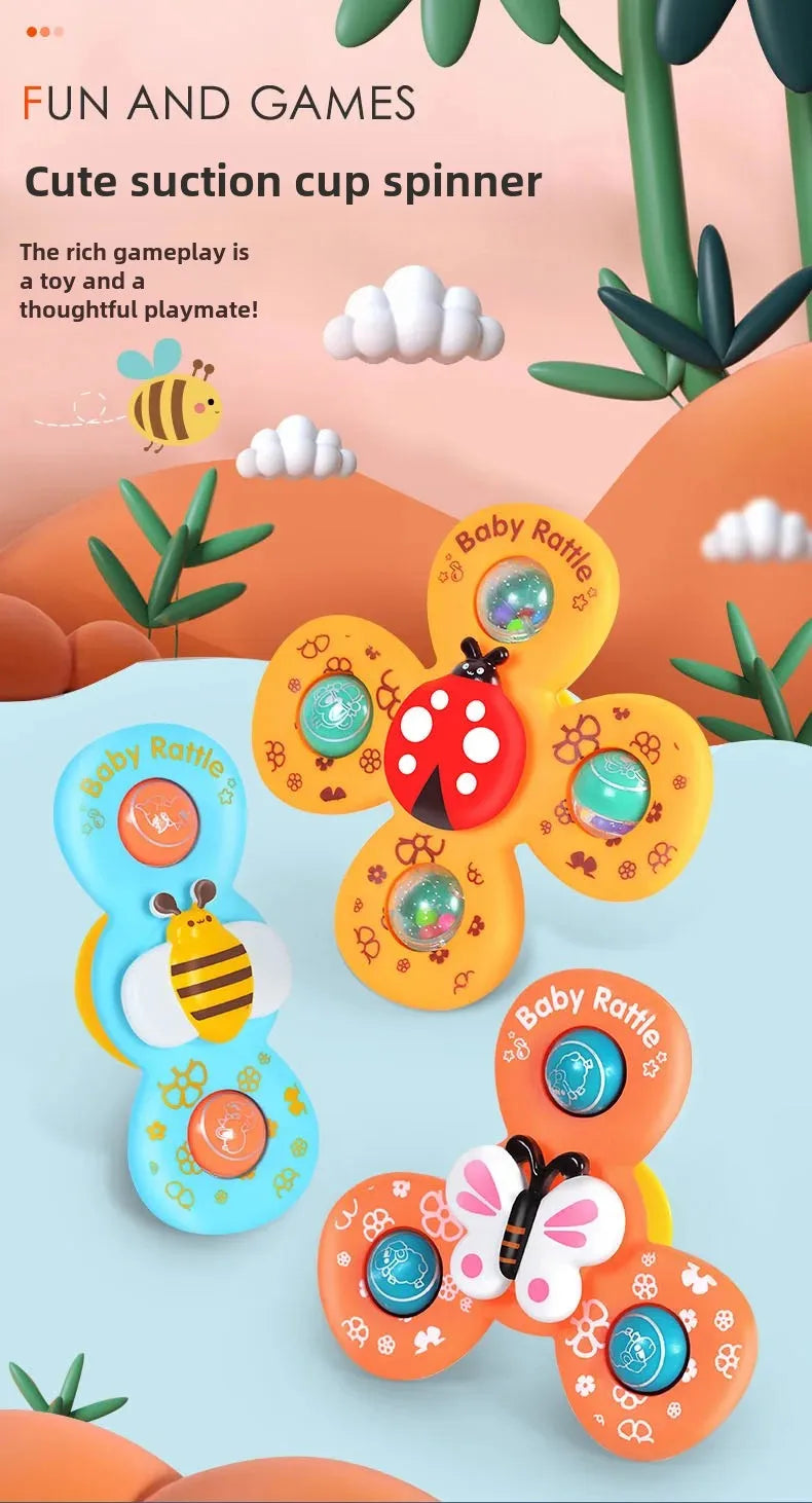 Suction Cup Spinner Toy 3PCS Windmill Cartoon Animal