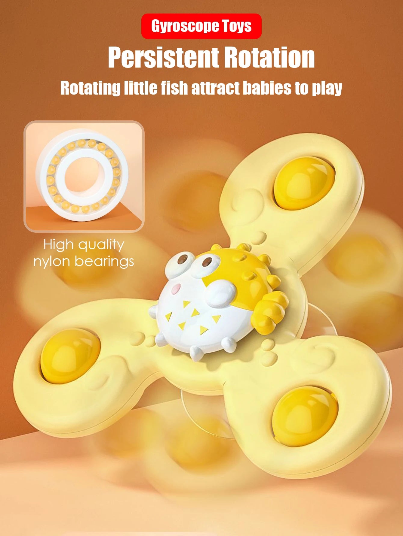 3Pcs Set Suction Cup Spinning Cartoon Animal Spinner