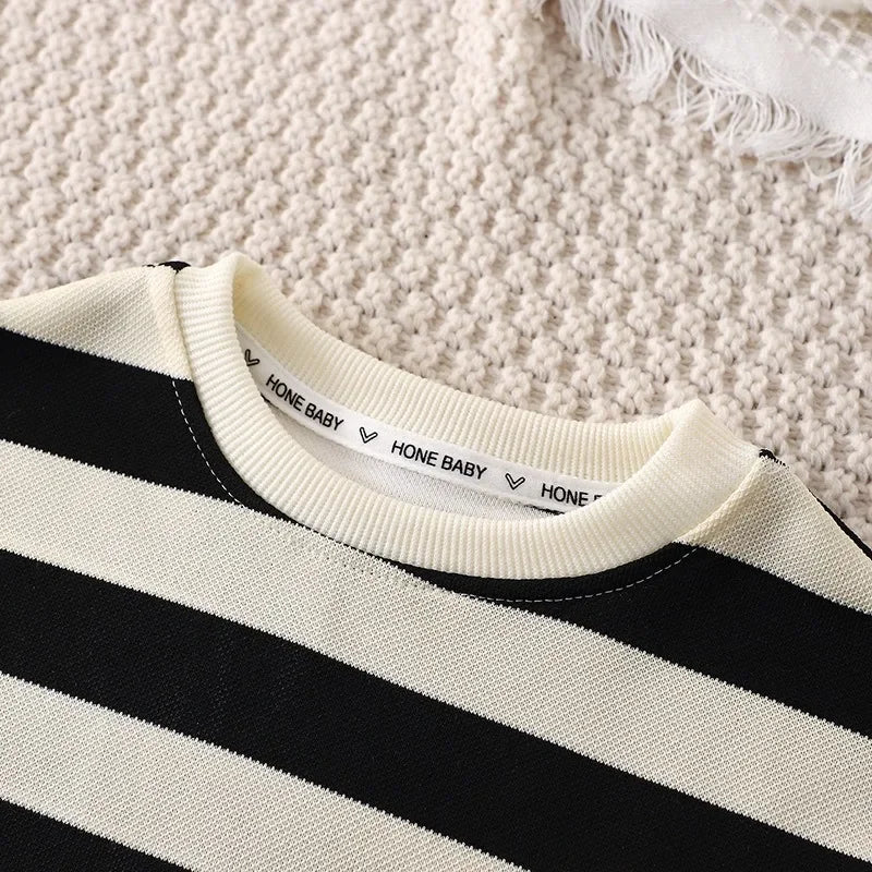 Summer Children Sets Boys Girls Short sleeved Striped