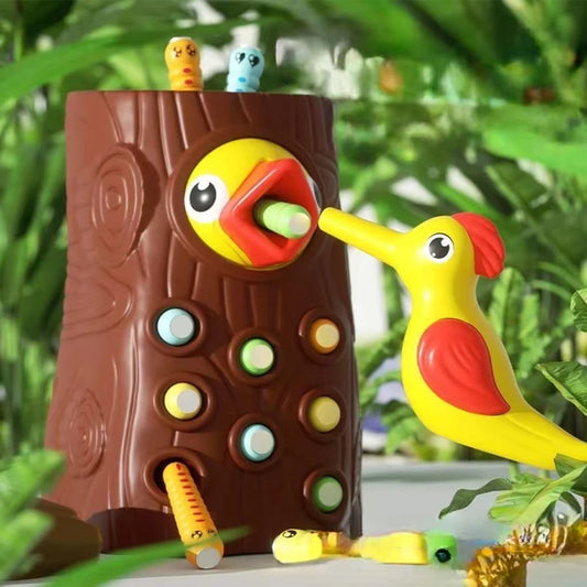 Montessori Educational Toys for Children Woodpecker Catch Worms