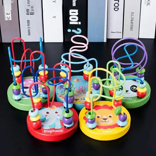 Colorful Wooden Roller Coaster Educational Circle Toy For