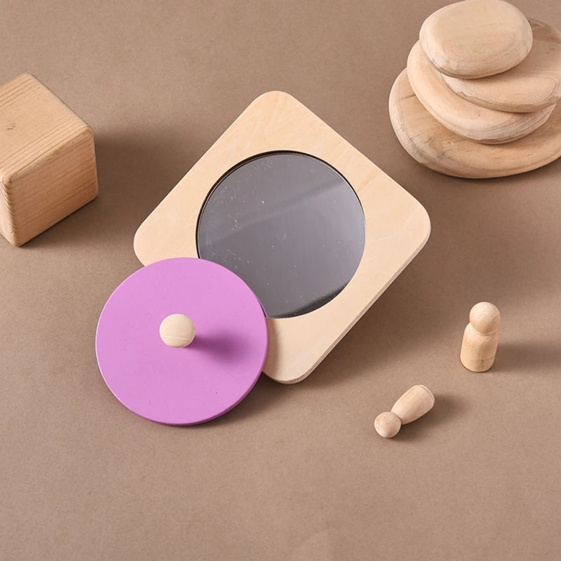 Baby Montessori Mirror Puzzle Busy Board Wooden Toys