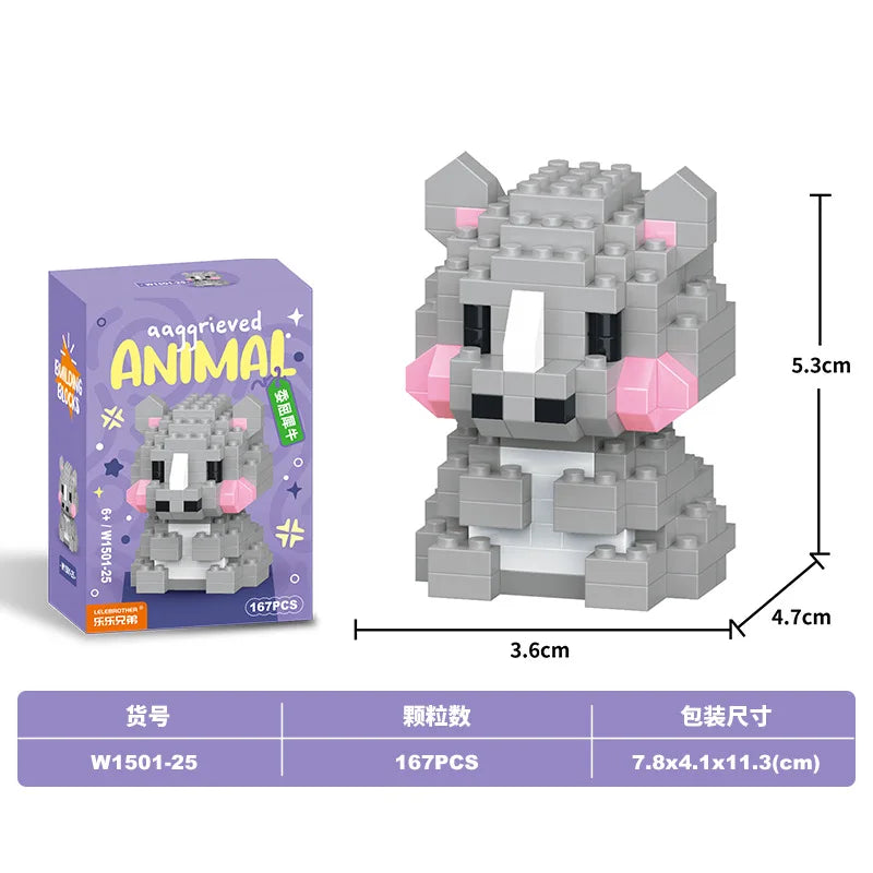 Animal Cat Bricks Constructor Set Micro Building Blocks