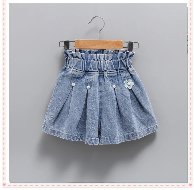 Summer Kid Girls A line Shaped Denim Shorts