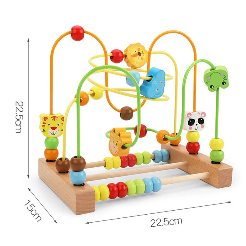 Montessori Baby Toys Wooden Roller Coaster Bead Maze
