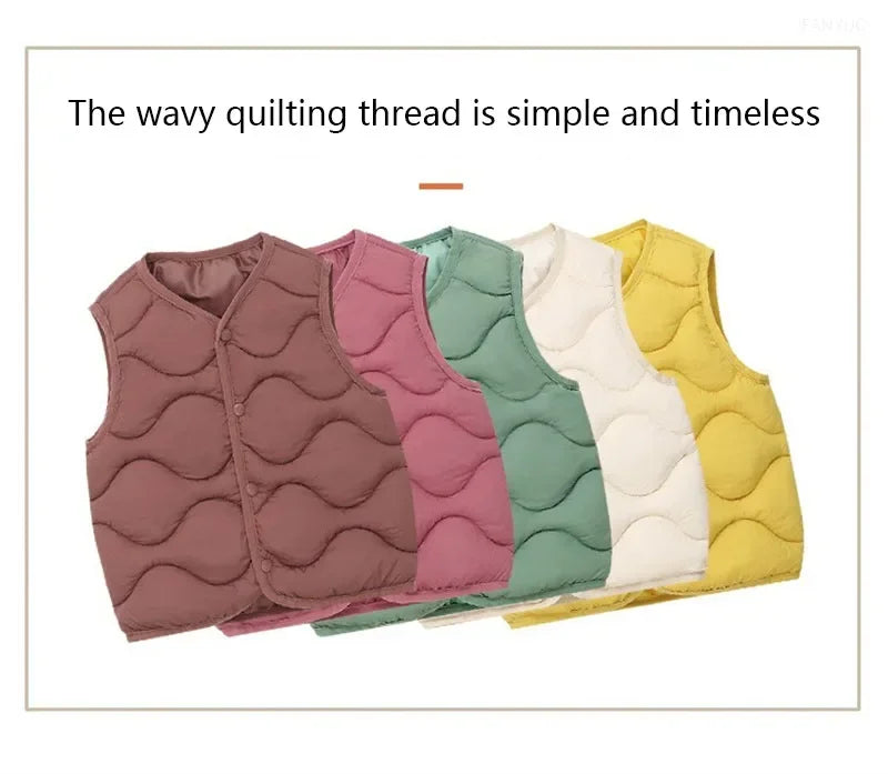 New Children Warm Cotton Vest Fashion Solid Boys