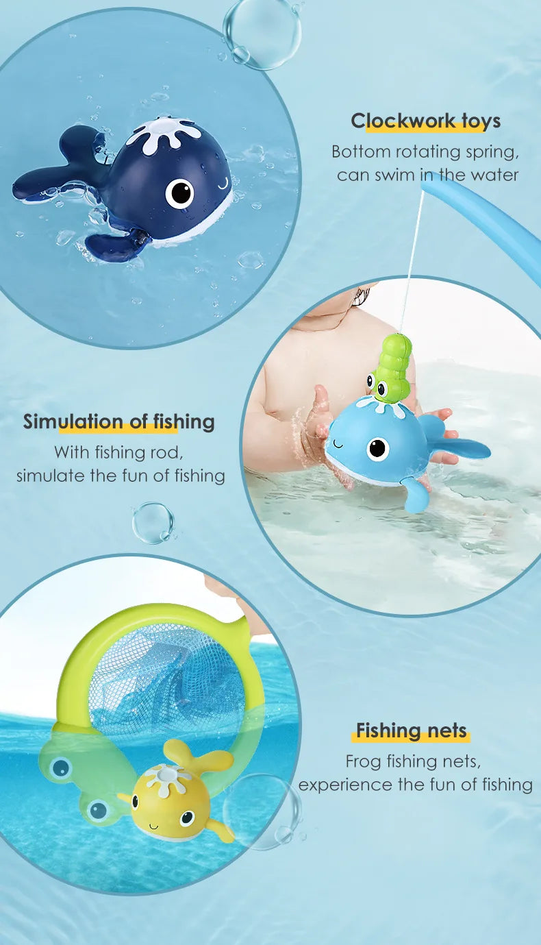 Magnet Baby Bath Fishing Toys Wind up Swimming