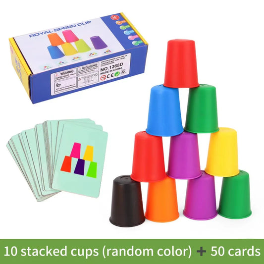 Montessori Toys Mini Stack Cup Game With Card