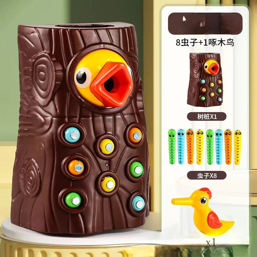 Montessori Educational Toys for Children Woodpecker Catch Worms