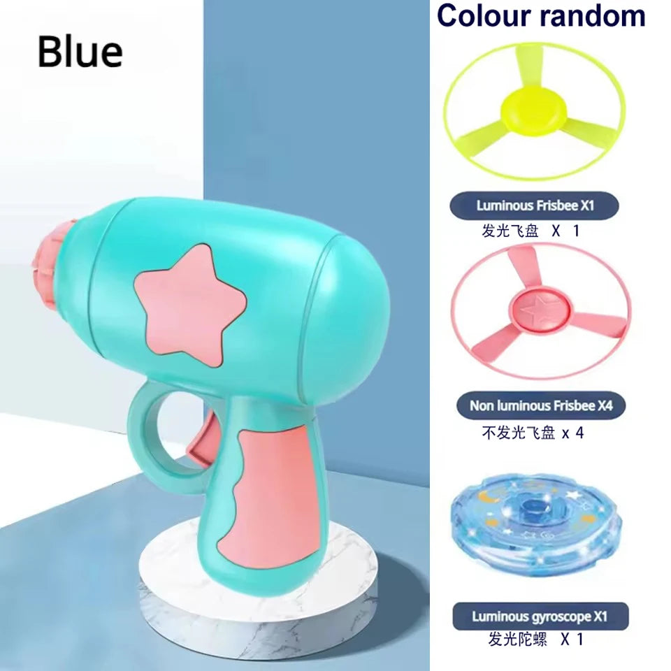Children Saucer Launcher Pistol Outdoor Spinning Top Dinosaur
