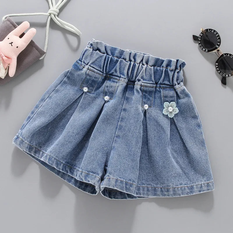Summer Kid Girls A line Shaped Denim Shorts