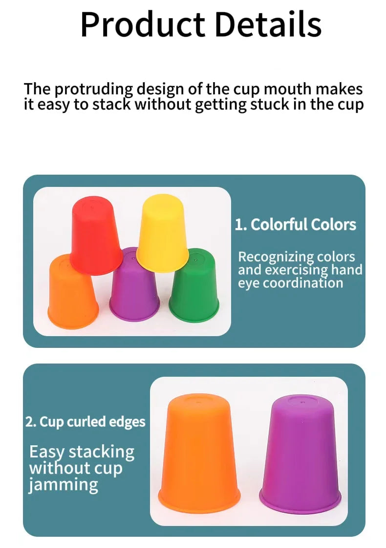 Montessori Toys Mini Stack Cup Game With Card