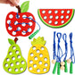 Wooden Lacing Toy Educational Fruits Threading Activity Puzzles