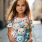 Girl T Shirts Cartoon Cat Graphic T Shirts