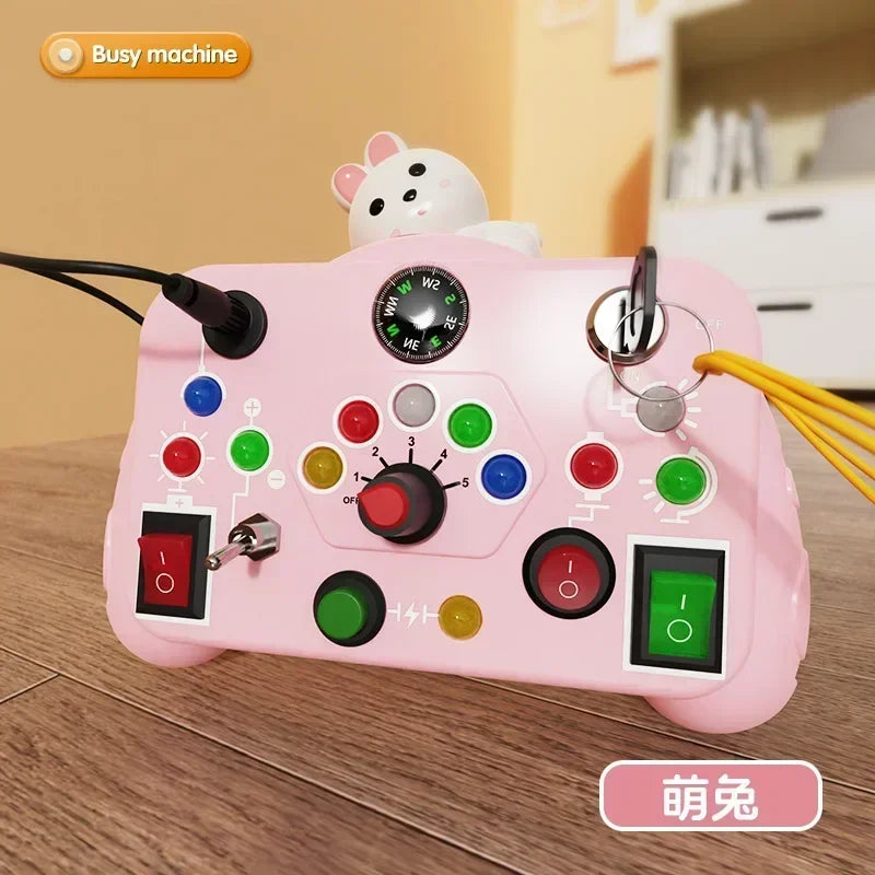 Montessori Busy Board Sensory Toys Cartoon with LED