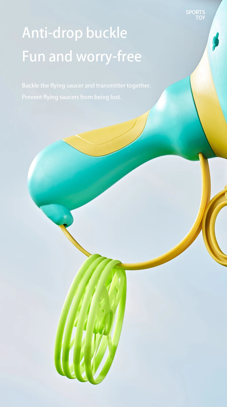 Pull String Flying Saucer Disc Launcher Kids Flying
