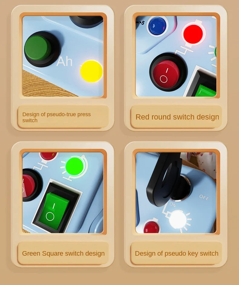 Montessori Busy Board Sensory Toys Cartoon with LED